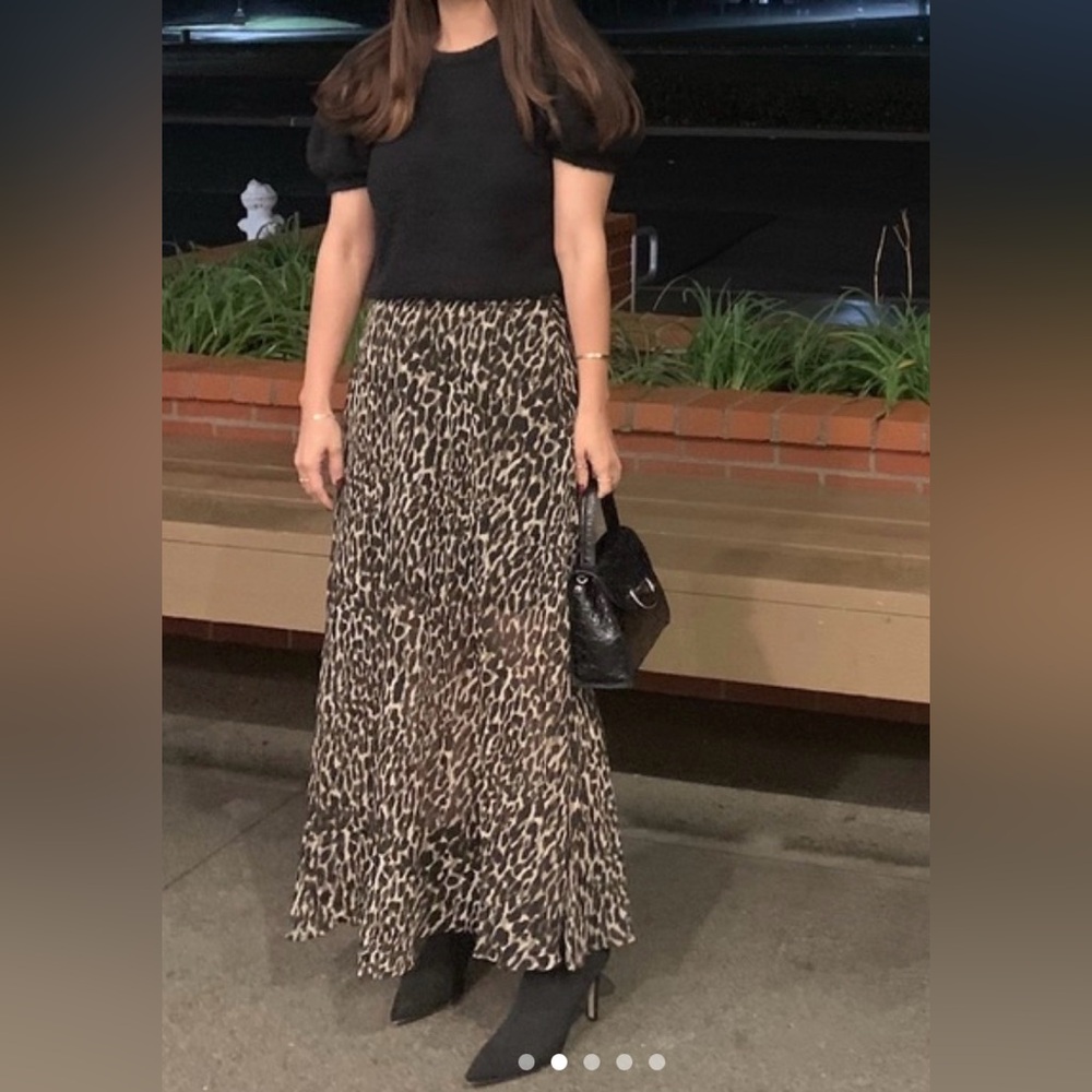 Banana Republic Black and Brown Leopard Print Maxi Skirt